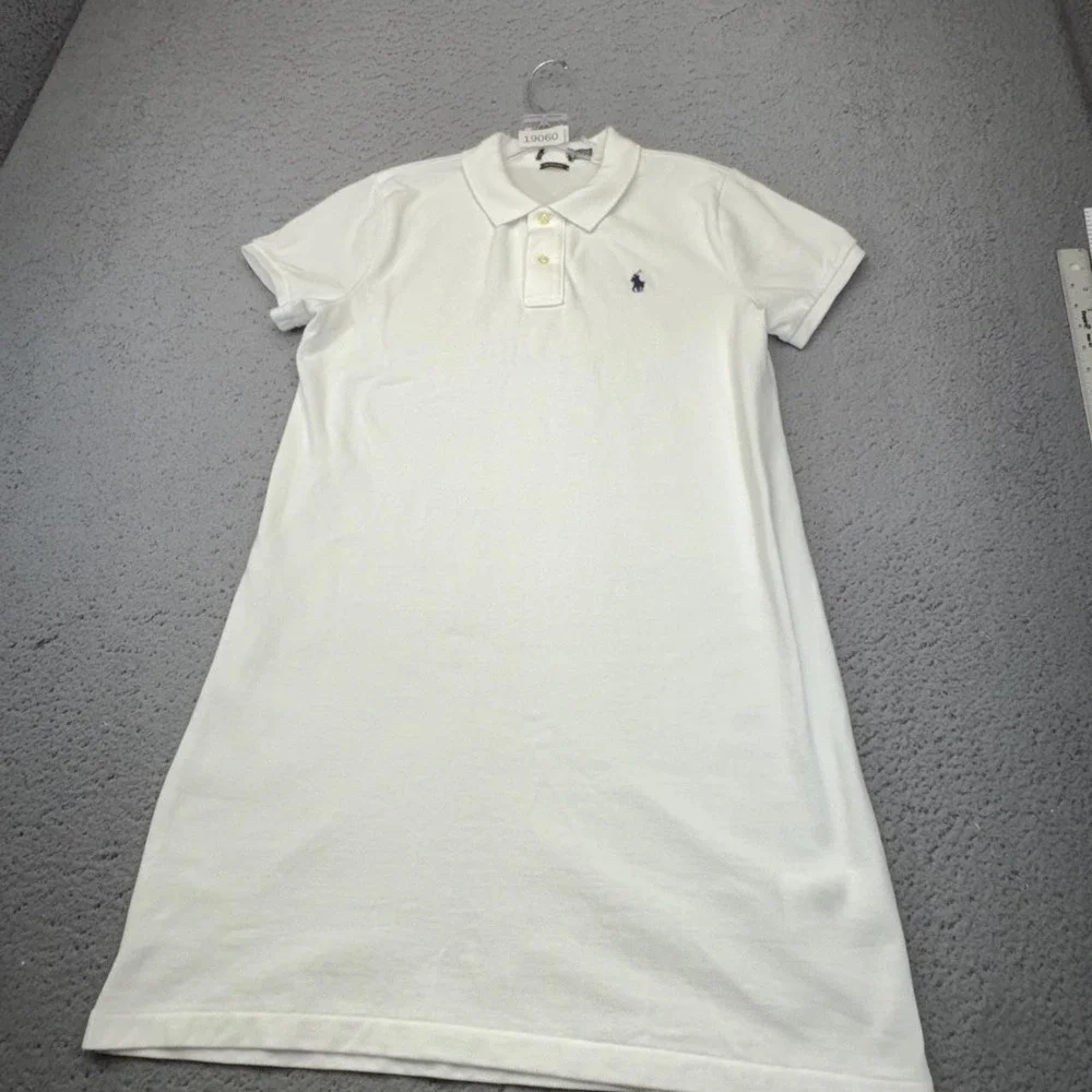 Polo Ralph Lauren Dress Womens Medium White Shirt Dress Polo Short Sleeve Cotton